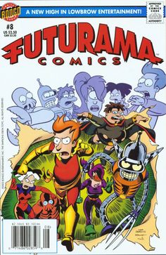 the cover to futurama comics comic book, featuring an image of various characters