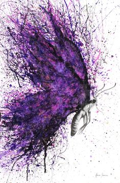 an artistic painting with purple and white colors