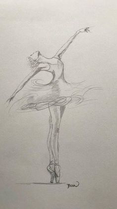 a pencil drawing of a ballerina dancer