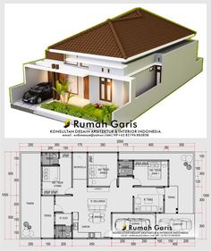 home small minimalist modern Architectural Blueprint, Home Design Minimalist, 3 Bedroom Home Floor Plans, 2d Floor Plan, One Storey House, 3d Floor Plan