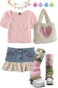 Cute And Colorful Outfits, Barbiecore Clothes, Short People Outfits, Sanrio Clothes