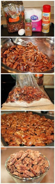 the process of making homemade pecans is shown