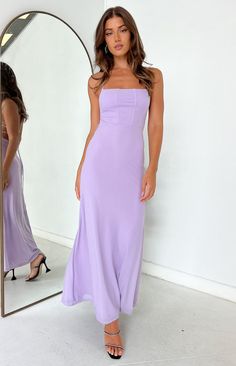 * Purple Mesh Maxi Dress   * Your next formal () event is sorted in this stunning lilac mesh maxi dress (). Obsessed with this tie up back style and mesh outer layer. Be sure to add heels () and dainty jewellery for a gorgeous look!   *     * Maxi length   * Mid weight material   * Lots of stretch   * Adjustable criss cross tie up back   * Lined   * Mesh outer layer   * Straight neckline    * This is the perfect formal dress for your next event! Semi Formal Long Dresses, Purple Dress Formal, Purple Formal Dress, Purple Summer Dress, Purple Long Dress, Lavender Bridesmaid, Light Purple Dress, Dainty Jewellery, Prom Midi Dress