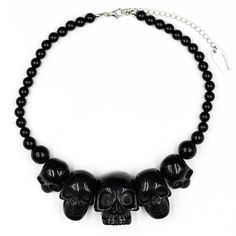 Skull Collection Necklace Black - Kreepsville Alternative Necklaces For Halloween Gifts, Edgy Halloween Necklaces For Alternative Fashion, Edgy Halloween Necklace For Alternative Fashion, Edgy Halloween Choker Necklace, Alternative Halloween Gift Necklaces, Punk Necklaces For Halloween Alternative Fashion, Punk Necklaces For Halloween, Punk Halloween Necklaces For Alternative Fashion, Punk Halloween Necklace For Alternative Fashion