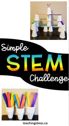 Challenge children with these hands on activities for kids. All you need are popsicle sticks, cups and for extra excitment, a small toy figure. Kids will love problem solving to build these creations. #popsiclesticks #buildingchallengesforkids #buildingchallenge #buildingchallengeskindergarten #handsonactivitiesforkidspreschool #handsonactivitiesforkids K2 Activities, Hands On Activities For Kids, Nurture Room, Simple Stem Challenges, Engineering Challenges, Stem Building, Kindergarten Stem, School Age Activities, Mindfulness Art