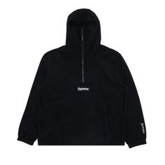 Find SUPREME X Polartec Facemask Half Zip Pullover on Editorialist. Supreme's black pullover from FW22 is made from soft Polartec fleece that offers lightweight warmth. Detailed with a small logo on the front, the sweatshirt has a half zip that extends up the hood to create a facemask for extra coverage. Black Half-zip Winter Sweater, Urban Black Sweatshirt, Black Half-zip Hoodie, Black Half-zip Hoodie For Outdoor, Urban Black Sweatshirt For Outdoor Activities, Black Funnel Neck Sweatshirt For Winter, Black Fleece Funnel Neck Outerwear, Black Tops For Winter Outdoor Activities, Black Winter Tops For Outdoor Activities