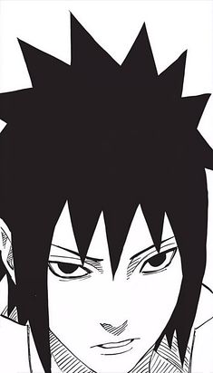 a black and white drawing of an anime character with spikes on it's head