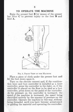 an instruction manual for sewing machine with instructions on how to operate the machine and how to use