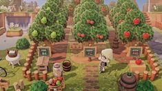 an animal crossing game with lots of fruit trees