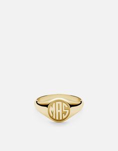 Signet Ring, 14k Yellow Gold | Women's Rings | Miansai Gold Pinky Ring, Pink Morganite Engagement Ring, Ring Trends, 3 Letter, English Alphabet, Morganite Engagement, Gold Monogram, Pink Morganite, 26 Letters