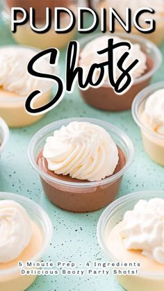 pudding shots with whipped cream on top