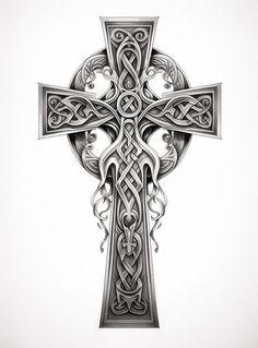 Celtic Tattoo: Embrace Your Heritage Unique Cross Tattoos, Celtic Tattoo Designs, Cross Background, Tattoo Style Art, Shamrock Tattoos, Celtic Cross Tattoos, Tattoo Vector, Cross Tattoo For Men, Celtic Tattoo