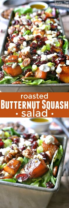 roasted butternut squash salad with cranberry sauce