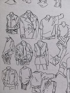 a drawing of different types of clothes