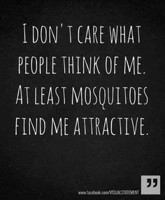 i don't care what people think of me at least mosquitoes find me attractive