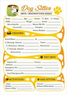 a yellow and white dog instruction sheet