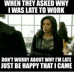 a woman standing next to a man in an airport with the caption when they asked why i was late to work don't worry about why i'm late just be happy that i came