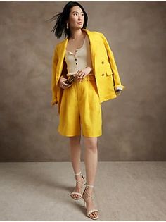 Women's Shorts | Banana Republic Linen Bermuda Shorts, Yellow Umbrella, Yellow Fits, Burgundy Shorts, Olive Green Shorts, Circle Dress, Banana Republic Jeans, Bermuda Short, Cut Off Jeans