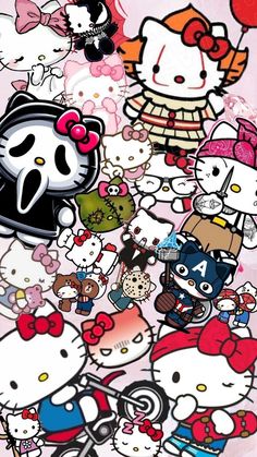 hello kitty wallpaper with many different characters