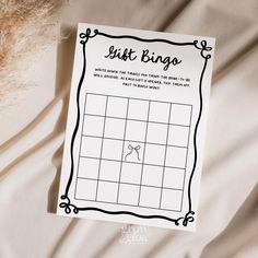 a white sheet with a black frame on it that says, just bingo what's the answer?