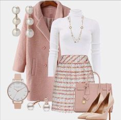 Pink Winter Coat, Pinterest Fashion, A Skirt, Professional Outfits, Business Outfits