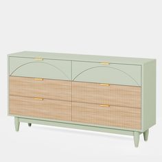 an image of a green and beige dresser