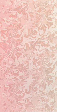 a pink and white wallpaper with swirly designs on the bottom half of it