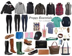 Essentials for a Preppy College Closet: Broken down by Category! Preppy College Style, College Outfits Cold Weather, College Outfits Preppy, Preppy Winter Outfits, College Outfits Spring, Preppy Wardrobe