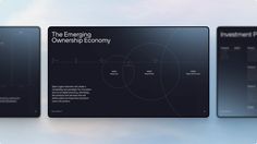 the emerging ownership economy brochure is shown in three different positions, including an image of a circle