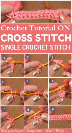 instructions to crochet on the cross stitch single crochet stitch in 4 easy steps