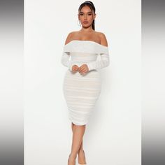 Fashion Nova Ready In A Ruched Off Shoulder Midi Dress Nwt White Formal Midi Dress, Purple Asymmetrical Dress, Havana Nights Dress, Purple Bandage Dress, Red Ruched Dress, Tight Midi Dress, Off Shoulder Midi Dress, Plunge Midi Dress, Burgundy Mini Dress