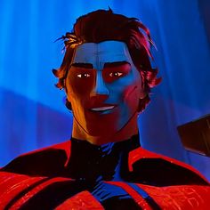 an animated image of a man in a red cape