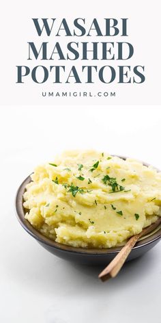 mashed potatoes on a plate with the title overlay