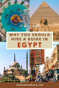 the egyptian pyramids and sphinxs with text overlay that reads why you should hire a guide in egypt