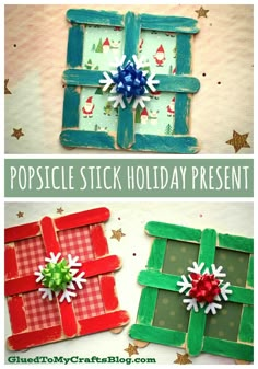 popsicle stick holiday present made from an old window