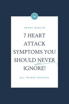 Don't mess with these 7 Heart Attack Symptoms!  Take it from an ER Doctor - Take Action!  Looking for more expert medical advice?  Check out All Things Medical on YouTube! Er Doctor, Cleanse Recipes, Take Action, Wellness Tips