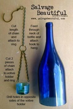 Wine Bottle Lanterns, Bottle Wind Chimes, Wine Bottle Craft, Wine Bottle Project, Wine Bottle Wind Chimes, Wine Bottle Cork, Wine Crafts