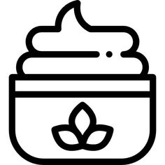 a jar filled with cream on top of a white background, black and white icon