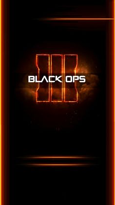 an orange neon frame with the word blackops on it in front of a dark background