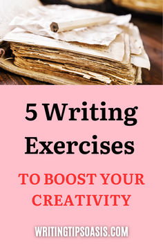 Image of old book and pencil on it and title of pin, which is 5 writing exercises to boost your creativity. Writing As A Hobby, Group Prompts, Film Writing, Novel Tips, Author Tips, Improve Writing Skills, Writing Station, Book Business