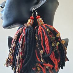 Complete Your Look, With These Beautiful Earrings. Hand Crafted, New, Never Worn Length:5in Lightweight Pet And Smoke Free Environment Traditional Black Tassel Earrings, Yarn Tassel Earrings, African Jewelry Earrings, Diy Tassels, Yarn Earrings, Lady Accessories, Yarn Tassel, Big Statement Earrings, Beading Crafts