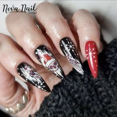 Christmas Horror Nails, Scary Christmas Nails, Horror Christmas Nails, Creepmas Nails, Grunge Christmas Nails, Creepy Christmas Nails, Krampus Nails, Spooky Christmas Nails, Goth Christmas Nails