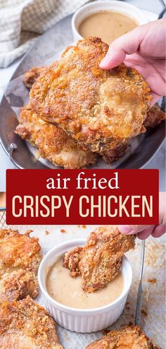 Fried Crispy Chicken Thighs cooked in an air fryer Fried Chicken Thighs Boneless, Chicken Legs In Air Fryer, Chicken Thighs Crockpot, Chicken Thighs Instant Pot, Breaded Chicken Thighs, Fried Chicken Thigh Recipes, Recipes Chicken Thighs, Chicken Thighs In Oven, Air Fryer Recipes Chicken Thighs