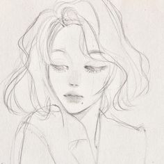 a drawing of a girl with her eyes closed