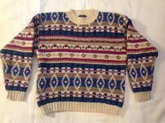 WOMENS VINTAGE WOOLRICH WOOL SWEATER SIZE LARGE. NO SIZE TAG SO PLEASE NOTE THE MEASUREMENTS.  SHOULDER TO SHOULDER IS 23 INCHES ACROSS, PIT TO PIT IS 23 INCHES ACROSS, TOP AT SHOULDER TO BOTTOM IS 26 INCHES, TOP OF SLEEVE TO BOTTOM OF SLEEVE IS 22 INCHES.