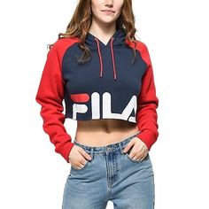 "FILA Luciana cropped hoodie big logo sweater women size Medium Features: * A fun and fresh look with stylish color blocking, this Fila hoodie is in a cute cropped silhouette for easy-moving comfort. * Approx. model measurements: height: 5'9\"; bust: 32\"; waist: 25\"; hips: 35\" * Attached hood with drawstring * Hits at waist. Raw edge. * Raglan sleeves. No pockets. * Cropped hooded * Color block * Made in China * Machine washable Size: Womens Medium Condition: Pre-Owned Good" Winter Cropped Sweater With Drawstring Hood, Sporty Cropped Sweater With Drawstring Hood For Streetwear, Casual Cropped Sweater With Drawstring Hood, Sporty Cropped Hooded Sweater With Drawstring, Sporty Hooded Cropped Sweater With Drawstring, Sporty Long Sleeve Cropped Sweater With Drawstring Hood, Sporty Cropped Hoodie Sweater For Fall, Hooded Cropped Sweater For Streetwear In Athleisure Style, Hooded Cropped Sweater For Streetwear