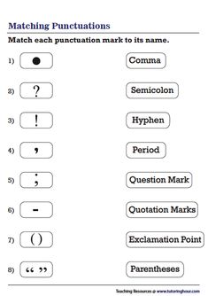 a worksheet with the words matching puncturists and numbers on it