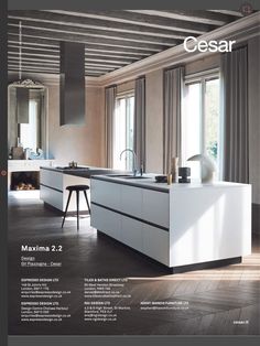 a magazine cover with an image of a kitchen