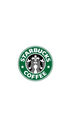 the starbucks logo is shown in black and white, with green lettering on its side