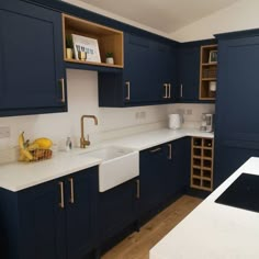 Kitchen Cabinets Color Ideas Navy Kitchens Modern, Blue Navy Kitchen, Indigo Kitchen Cabinets, Small Navy Kitchen, Navy Kitchen Design, Modern Navy Kitchen, Small Blue Kitchen, Indigo Blue Kitchen, Navy Kitchen Ideas